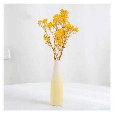 GLigeT Artificial Flowers Faux Flowers,Simulation Gypsophila Flower Bouquet,Artificial Dried Flower with Vase,Yellow Dried Gypsophila Flowers Fake Flowers