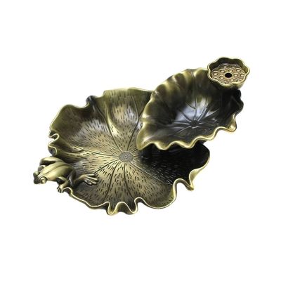 GLigeT Incense Holders Vintage Metal Backflow Incense Stove Bench Tea Ceremony Decoration Lotus Leaf Shape Zen Meditation Ornament Burner Backflow Incense Burner (Color : B), langlang2023