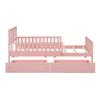 NCKMYB Wood Low Bed Frame for Kids, Wood Platform Bed with 2 Tier Headboard, Build-in LED Light, Suitable for Boy Girl (B- Pink, Twin) view 4