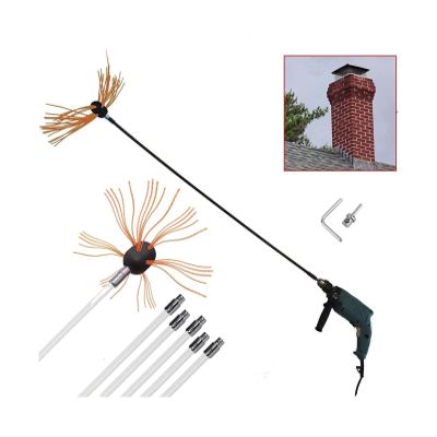TIGAILIAN Chimney Sweep kit Chimney Sweep Set, Chimney Cleaning Tool with Flexible Nylon Rods and Brush Heads, Rotating Chimney Cleaning (Color : Orange, Size : 8 m)
