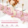 24 Pack Light Pink Cheesecloth Table Runner,10ft Gauze Table Runner Long Semi-Sheer Rustic Boho Table Runners for Wedding,Bridal Shower,Party,Banquet Decoration(21.5 x 120 Inch/Light Pink) view 2