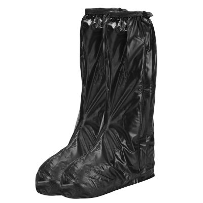 PATIKIL 3XL Waterproof Rain Boot Shoe Cover, 1 Pair PVC Reusable Non-Slip Overshoes Rain Galoshes Snow Boots Protector with Zipper for Rainy Outdoor, Black