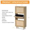 HOOLETE Narrow Shoe Cabinet with 3 Flip Drawers Set of 2 Hidden Freestanding Shoe Rack with Rattan Doors Wooden Shoe Storage Cabinet with Wood Legs for Entryway Slim Hallway Apartment, Natural Oak view 2