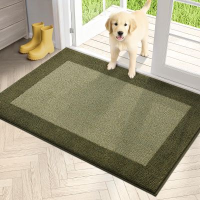 PURRUGS Dirt Trapping Indoor Doormat, 32" x 48", Budding Green & Sage Green