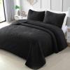 Exclusivo Mezcla Ultrasonic King Quilt Bedding Set, Lightweight Black Bedspreads Soft Modern Geometric Coverlet Set for All Seasons (1 Quilt and 2 Pillow Shams) view 1