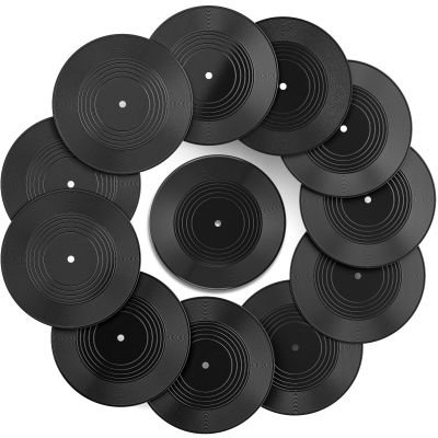 Facmogu 12PCS Blank Vinyl Records, 7 Inch Fake Vinyl Records Decor for Wall Aesthetic, Disco Hip Hop Rock 70s 80s 90s Retro Decor, Vintage Blank Records Props for Music Party Wedding Artist Studio