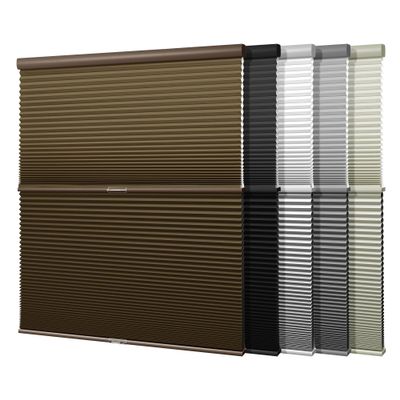 Boolegon Day Night Cordless Blackout Cellular Blinds 2 Shades in 1 Double Honeycomb Blinds Thermal Insulation Cellular Shades for Windows, Dark Brown, 66" W x 86" H