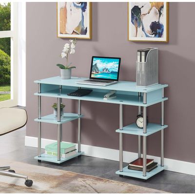 Desk with Shelves - Home Office Computer Desk, Vanity Table, Nail Table - 47" L x 15" W x 30" H, Sea Foam