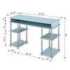 Desk with Shelves - Home Office Computer Desk, Vanity Table, Nail Table - 47" L x 15" W x 30" H, Sea Foam view 2