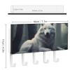 Goodaily White Wolf Wolves Entryway Key Hook Organizer Hangers with 5 Hooks Wall Mounted Key Holder view 2