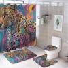ZGDPBYF Bathroom Rugs Set Ultra Soft 3 Pieces Bath Rugs Non Slip, African Animal Leopard Bathroom Mat, Bathroom Set with Toilet Rugs, Leopard Head Color Bathroom Mats for Bathroom Tub view 2