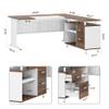 Tribesigns 63 Inch Executive Desk with File Cabinet, L Shaped Office Desk with Drawers and Storage Shelves, Business Furniture Set Workstation for Home Office, White and Walnut view 2