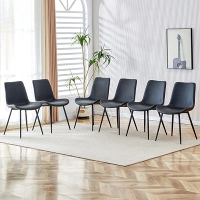 AISYKOD Dining Chairs Set of 6, Modern Kitchen Dining Room Chairs with PU Leather Upholstered Seat High Back & Sturdy Metal Legs, Sillas De Comedor Armless Chair for Dining Room,Kitchen,Living Room