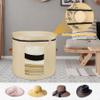 VanlonPro Large Hat Storage Box for Women & Men, 19" D x 17" H Oversized Hat Box OrganizerFoldable Round Travel Hat Boxes with Dustproof Lid, Stuffed Toy Storage Bin Bag (Milk Coffee) view 4