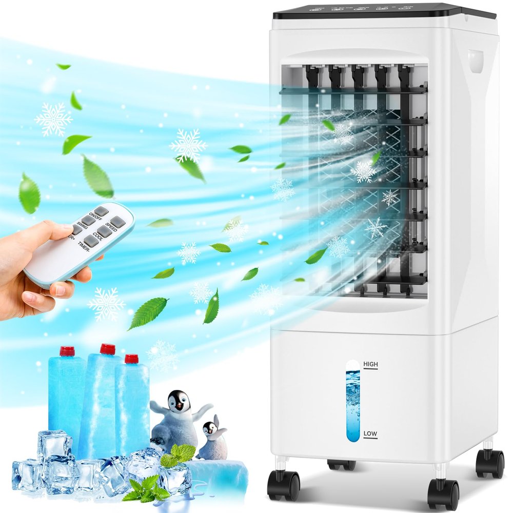 Portable Air Conditioners, 3-IN-1 Air Conditioner Portable with 3 Speeds, 6L Portable AC w/7H Timer, 60Oscillation, Remote Control Windowless Portable Air Conditioner for Room, Home