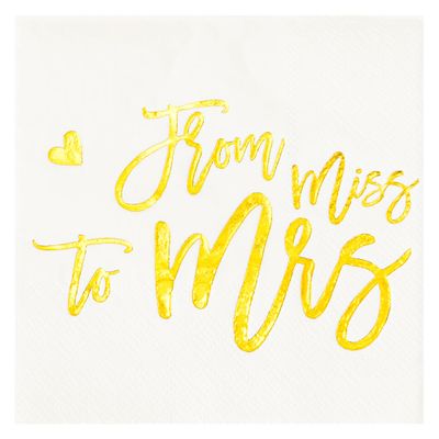 Calculs From Miss to Mrs Bridal Shower Beverage Napkin Gold Foil for Bachelorette/Engagement Party Paper Table Supplies 55 Pcs