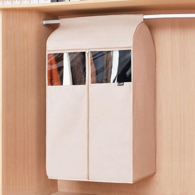 Clothing Storage Bags Hanging Thickened Oxford Cloth Transparent Window Machine Washable Dustproof and Moistureproof Garment Bags for Storage (Color : Beige, Size : 29x52x85cm)