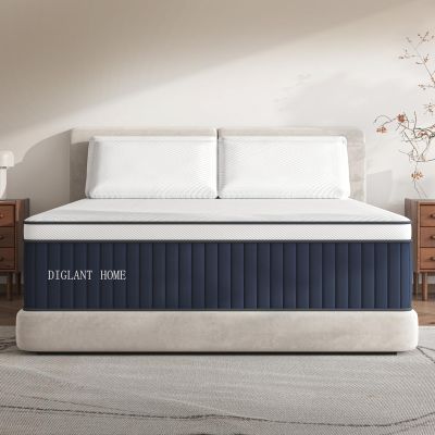 DIGLANT Full Mattress, 14Inch Medium Plush Supportive Memory Foam Hybrid Mattress, Pressure Relief 7-Zone Individual Pocket Springs Full Size Mattress in a Box, CertiPUR-US Certified, 54"*75"