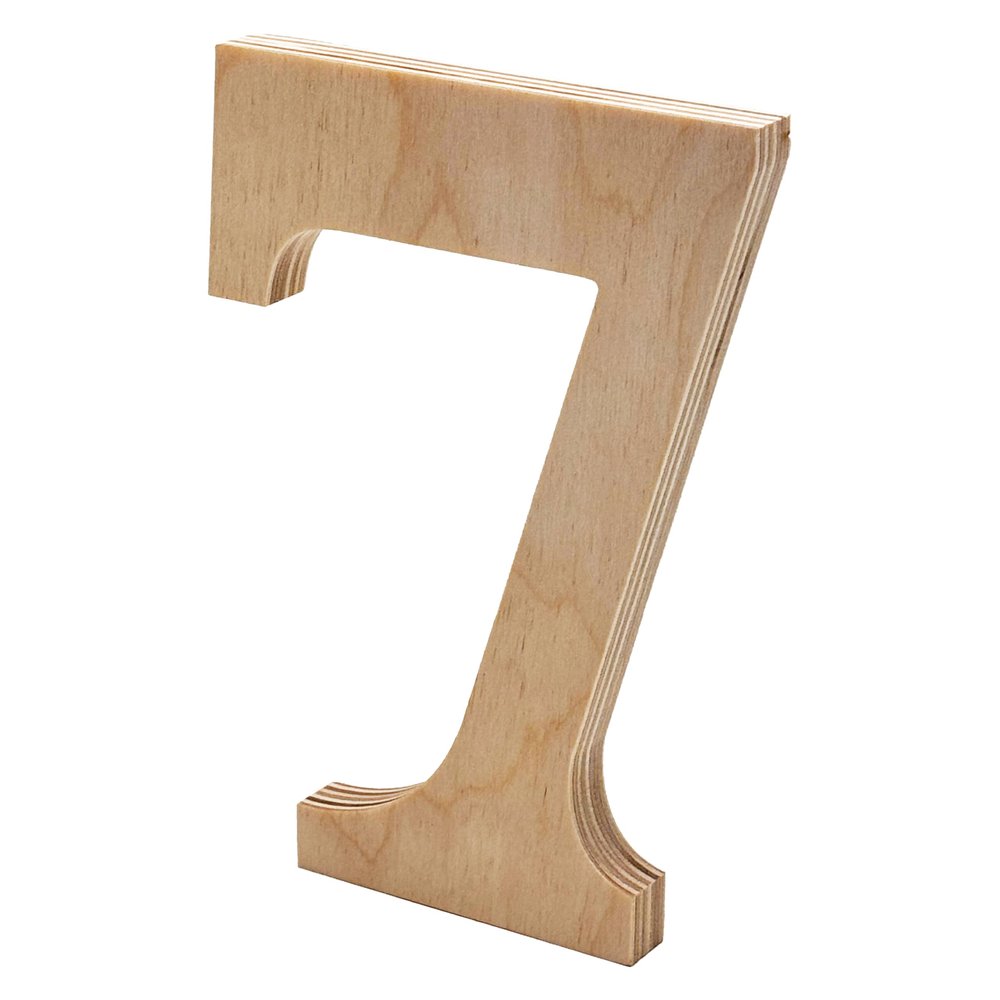 6 Tall Wooden Number 7  1/2 Thick Baltic Birch  Paintable DIY Decor, Signs & Crafts - Pack of 1