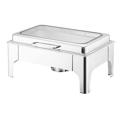 Chafing Dish Buffet Set,Stainless Steel Catering Serve Chafer,Restaurant Food Warmer, Rectangular Buffet Stove Food Pans and Foldable Frame for Party (A Double Grid)