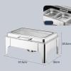 Chafing Dish Buffet Set,Stainless Steel Catering Serve Chafer,Restaurant Food Warmer, Rectangular Buffet Stove Food Pans and Foldable Frame for Party (A Double Grid) view 2