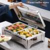 Chafing Dish Buffet Set,Stainless Steel Catering Serve Chafer,Restaurant Food Warmer, Rectangular Buffet Stove Food Pans and Foldable Frame for Party (A Double Grid) view 4