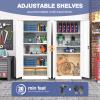 LISSIMO Metal Storage Cabinet with Lock,Lockable Garage Cabinet with 2 Doors and 5 Adjustable Shelves,Tall Steel Cabinets for Garage,Workshop,Gym,School view 4