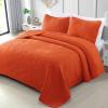 Exclusivo Mezcla Ultrasonic Full Queen Quilt Bedding Set, Lightweight Burnt Orange Bedspreads Soft Modern Geometric Coverlet Set for All Seasons (1 Quilt and 2 Pillow Shams) view 1