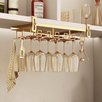 ZYZSY Wine Glass Rack, Wine Glass Rack For Kitchen Bar, Wine Glasses Storage Hanger Metal Organizer, Wine Cup Hanging Shelf Display Stand, For Home And Bar Storage (Color : Gold)