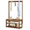 YIYHFKM Hall Tree with Coat Rack, 3-in-1 Entryway Bench with Shoemakers and Hooks, Shoe Storage Shelves and Padded Seat Cushions, for Bedroom, Hallway view 1