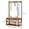 YIYHFKM Hall Tree with Coat Rack, 3-in-1 Entryway Bench with Shoemakers and Hooks, Shoe Storage Shelves and Padded Seat Cushions, for Bedroom, Hallway view 2