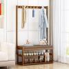 YIYHFKM Hall Tree with Coat Rack, 3-in-1 Entryway Bench with Shoemakers and Hooks, Shoe Storage Shelves and Padded Seat Cushions, for Bedroom, Hallway view 4