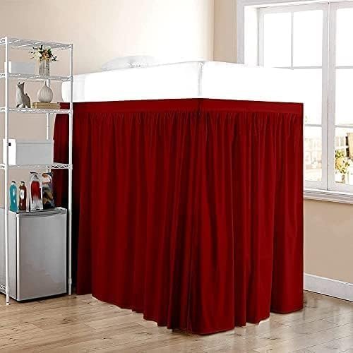 Dorm Bed Skirt Twin XL  56 Inch Tailored Drop, Split Corners, College Dorm Essential, 100% Microfiber Fabric (Burgundy, Twin XL-56)