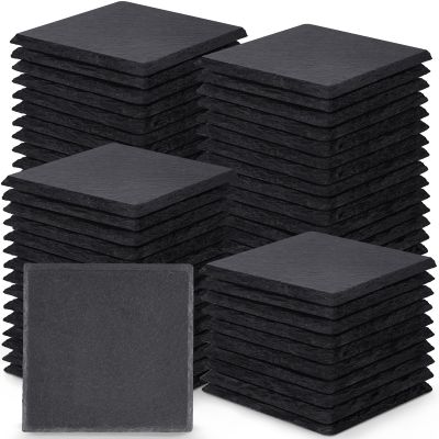 72 Pieces Slate Drink Coasters, GOH DODD 4 Inch Black Coasters Stone Coaster Set, Laser Engraving Blanks with Anti-Scratch Bottom for Home Office Bar Outdoor Housewarming Gifts Wedding Party, Square