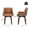 Art Leon Desk Chair No Wheels, Mid Century Modern Swivel Accent Chair with Solid Wood Legs, Faux Leather Upholstered Office Chair, Grey Oak Bentwood, Orange Brown view 2