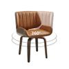 Art Leon Desk Chair No Wheels, Mid Century Modern Swivel Accent Chair with Solid Wood Legs, Faux Leather Upholstered Office Chair, Grey Oak Bentwood, Orange Brown view 3