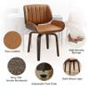 Art Leon Desk Chair No Wheels, Mid Century Modern Swivel Accent Chair with Solid Wood Legs, Faux Leather Upholstered Office Chair, Grey Oak Bentwood, Orange Brown view 4