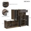 NCKMYB Entryway Cabinet with Storage, Large Shoe Cabinet with 3 Doors and Padded Seat, for Entrance Hallway, Dark Grey view 2