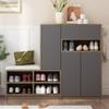 NCKMYB Entryway Cabinet with Storage, Large Shoe Cabinet with 3 Doors and Padded Seat, for Entrance Hallway, Dark Grey view 3