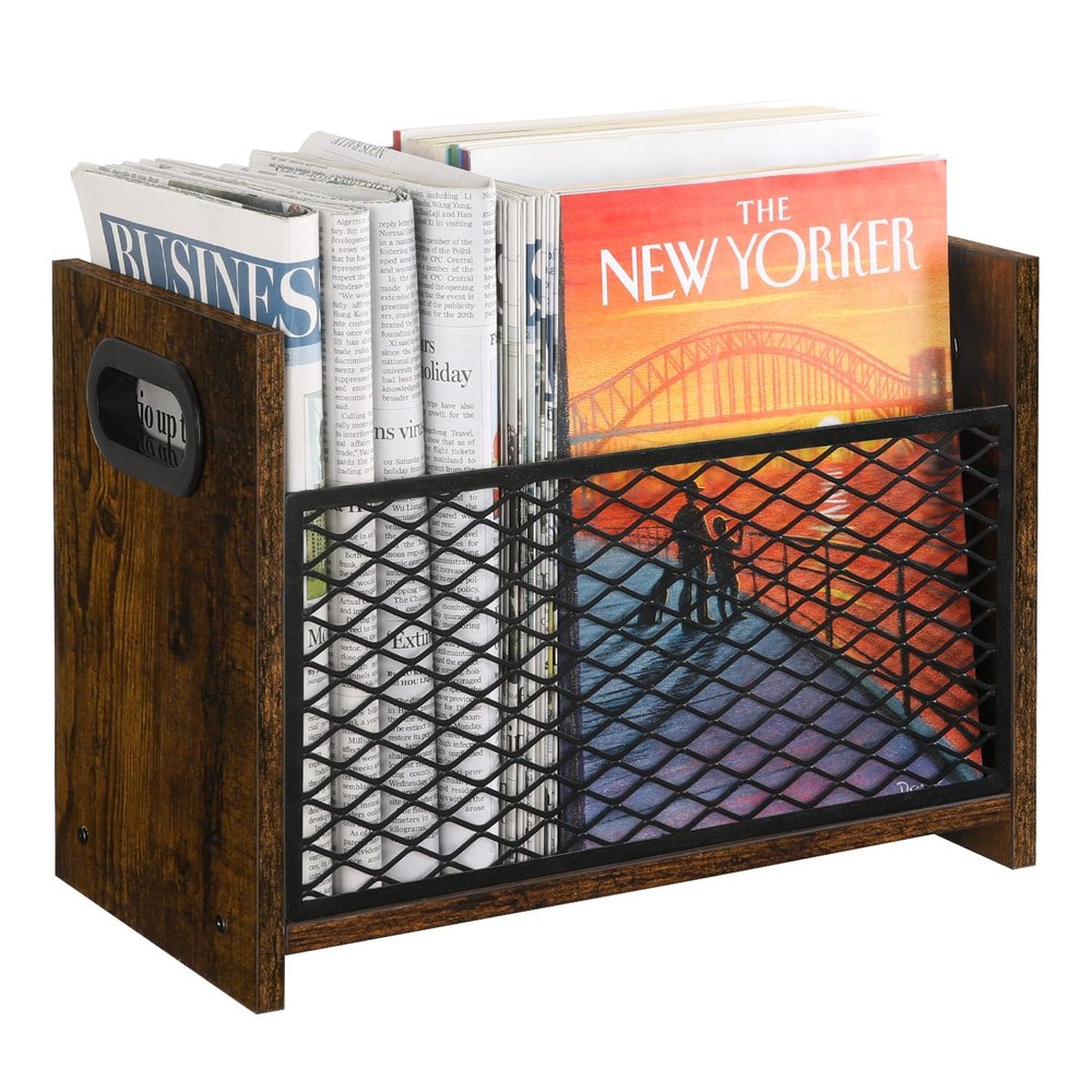 YINMIT Magazine Holder, Magazine Rack Floor, Magazine Storage Basket, File Holder Organizer, Folder Organizer for Magazines, Books, Newspapers, Tablets (Medium)