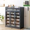 Solid Wood Entryway Shoe Rack, Space-Saver, Dustproof Furniture for Home Living Room, Gray MINGPING (Color : 88x33x100cm Glass Door) view 3