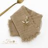 60 Pack Handmade Cloth Napkins with Fringe,Caramel Cotton Linen Napkins,Natural Soft Rustic Cotton Dinner Napkins for Wedding Party Event Table Decoration(16 * 16 Inch) view 4