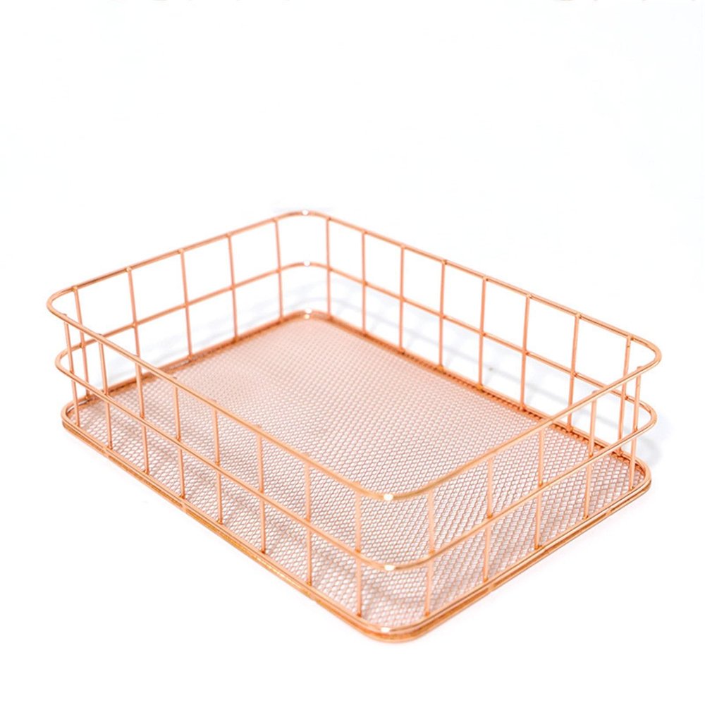 Rose Gold Storage Box Desktop Basket Modern Storage Storage Stationery Cards and Envelopes Set Floral (D, One Size)