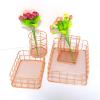 Rose Gold Storage Box Desktop Basket Modern Storage Storage Stationery Cards and Envelopes Set Floral (D, One Size) view 3