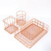 Rose Gold Storage Box Desktop Basket Modern Storage Storage Stationery Cards and Envelopes Set Floral (D, One Size) view 4