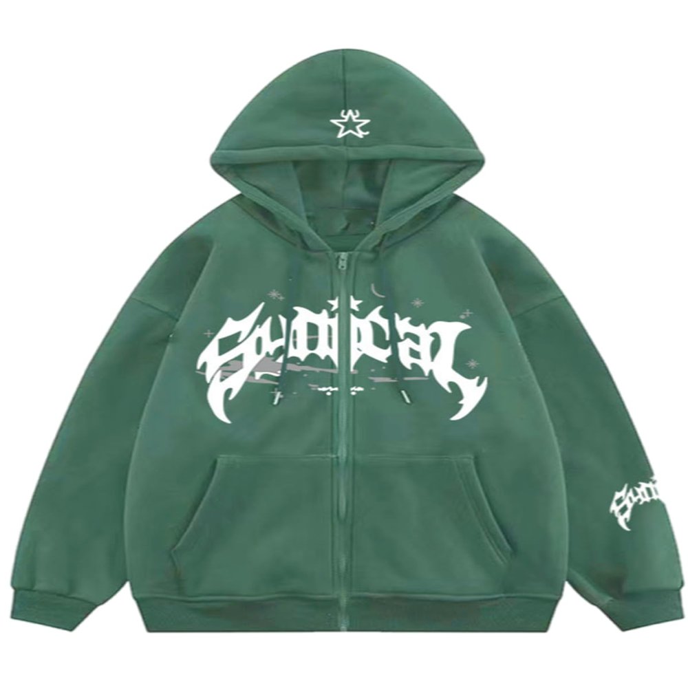 Udeniy Women Men Cross Graphic Hoodies Y2K Jacket Fashion Aesthetic Sweatshirt Gothic Long Sleeve Letter Print Hoodies