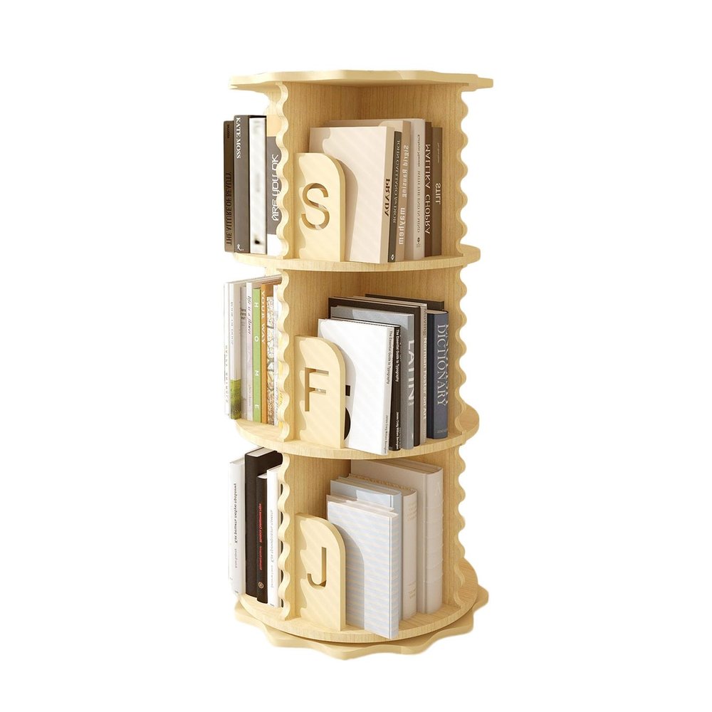 BXKCFYBSQ 3/4 Layer 360 Rotating Bookshelf for Children and Adults Rotating Bookcase CD Storage Rack, Floor-Standing Wooden Bookshelf for Home/Office/Study (Size : 50.5x50.5x97cm)