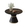 47" Black Faux Marble Dining Table, Luxurious Round Dining Table with Faux Marble Top and MDF Pedestal Base, Circle Dining Room Table, Modern Office Computer Dinner Table for Living Room(No Chairs) view 3