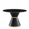 47" Black Faux Marble Dining Table, Luxurious Round Dining Table with Faux Marble Top and MDF Pedestal Base, Circle Dining Room Table, Modern Office Computer Dinner Table for Living Room(No Chairs) view 4