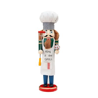JAGTRADE 38cm Chef Nutcrackers Puppet Wood Hand Painted Christmas Soldier Figurine Ornaments Kitchen Home Decorations New Year